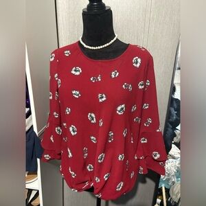Floral Red Women's Top